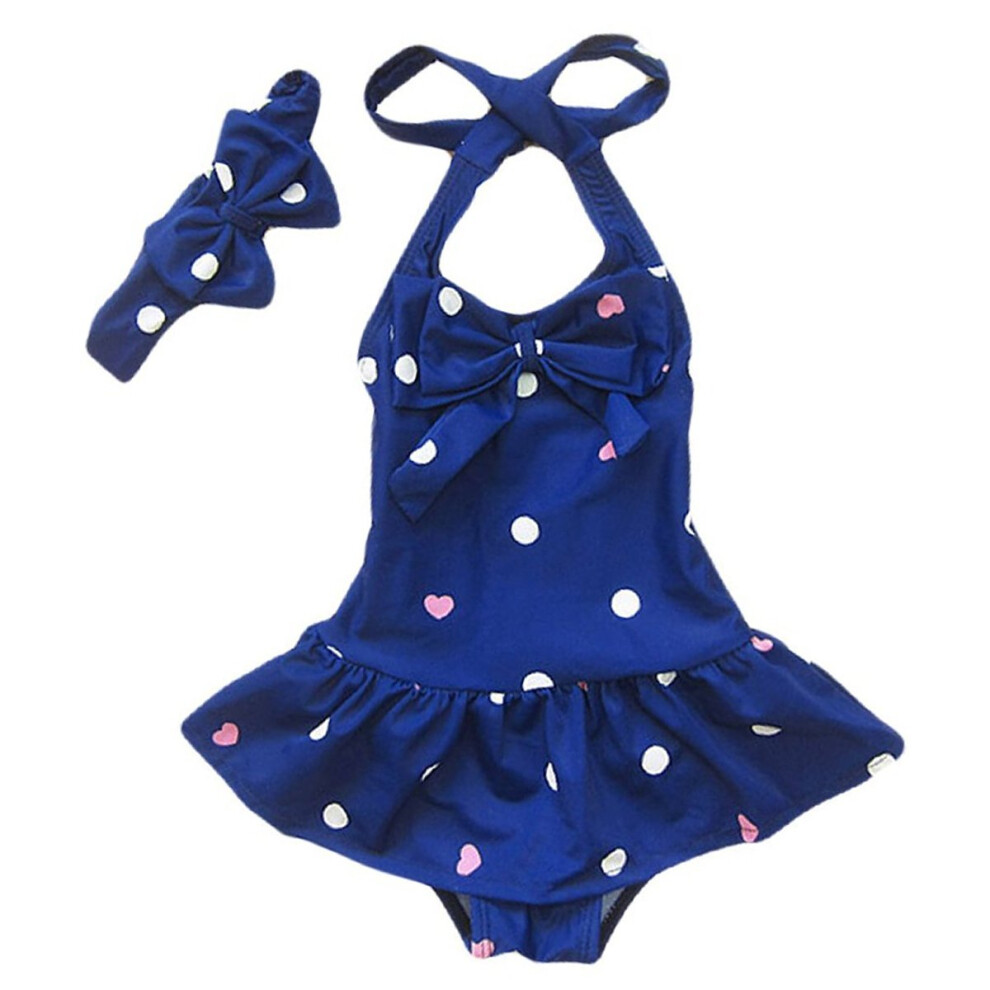 Maillot de bain une pi  ce Jastore pour b  b   fille, tenue de plage avec bandeau (2-3 ans, bleu)