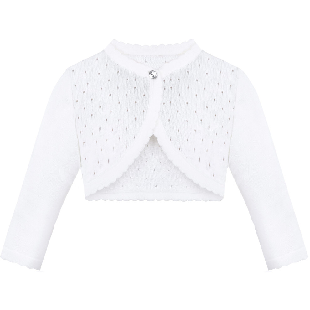 Bol   ro en tricot     manches longues et fermeture     un bouton pour b   b    fille Lilax, blanc, 3-6 mois