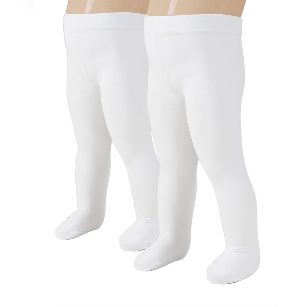 CALZITALY 2 paires - Collants bébé fille unis en microfibre semi-opaques | Collants nouveau-né | 40 deniers | 3 à 24 mois | Bonneterie italienne