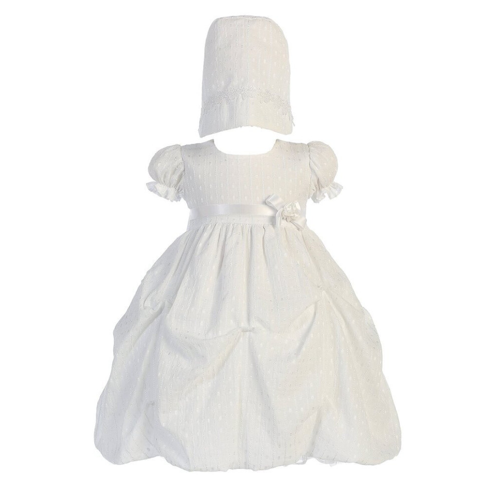 Robe De Bapt Me Fronc E En Polycoton Jacquard Blanc Pour B B Fille Swea Pea & Lilli Avec Bonnet S-image