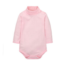 CuteOn - Tutina aderente in cotone con collo alto, tinta unita, per neonati e ragazze, rosa, 12 mesi