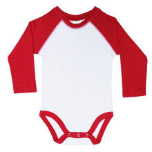 Tutina intera a maniche lunghe raglan da baseball Laughing Giraffe Baby Blank (3-6 mesi, bianco/rosso)