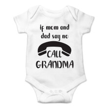Hvis mor og far siger nej ring bedstemor - Funny Baby Essentials Bodysuit - Sdt tj til nyfdte drenge (6 mneder hvidt)