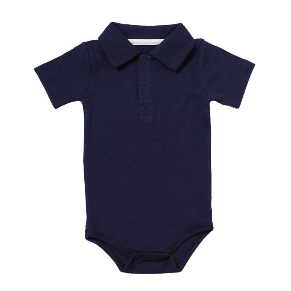 Teach Leanbh Polo-Bodysuit F R Babys Und Jungen, Reine Farbe, Baumwolle, Kurz Und Lang Rmelig, 3 24 Monate (Marineblau, 9 Monate)-image