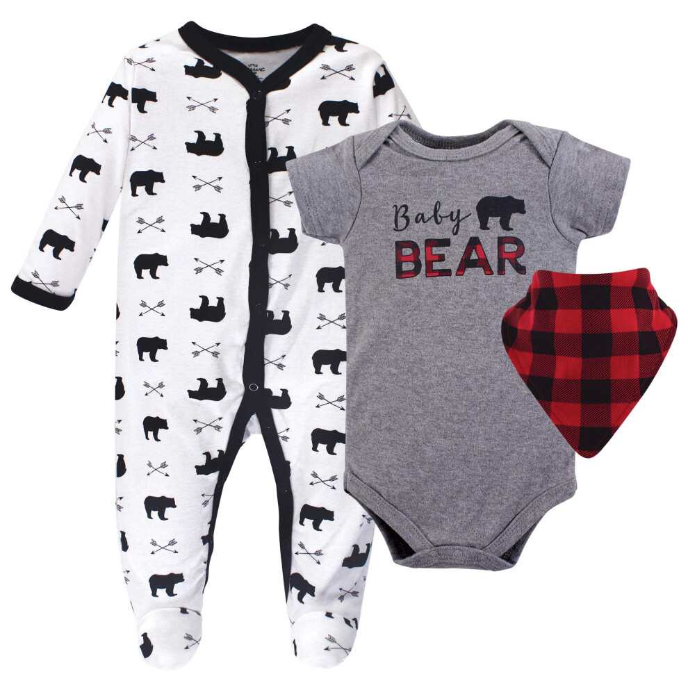 Unisex Baby Sleep And Play Bodysuit And Bib Baby Bear 6-9 Months Little Treasure