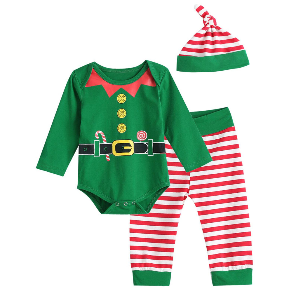 Tenue de No   l Aslaylme pour b   b    gar   on, v   tements de No   l, body elfe (vert, 18-24 mois)