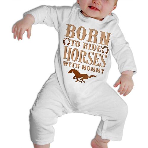 SADODER Bodysuit para Bebé 'Born to Ride Horses' com Mãe Manga Longa 0-6 Meses