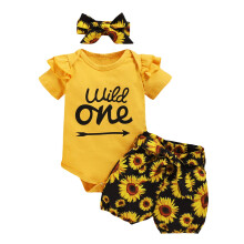 Babypige 1. f?dselsdagst?j Babyf?rstef?dselsdagst?j pige Wild One outfit (gul 12-18 m?neder)