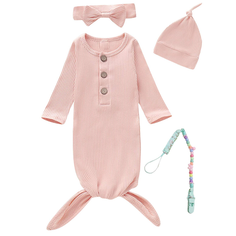 MoryGooder Chemise de nuit en coton pour nouveau-n   , pyjama nou   e neutre pour b   b   , tenue de retour     la maison (rose 0-6 mois)
