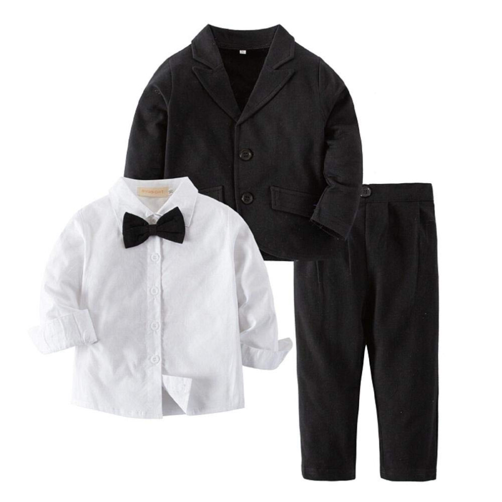 Bilo Ensemble smoking 3 pi   ces pour b   b    gar   on, chemise, pantalon et veste, noir