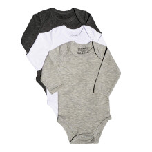 123 Bear Baby Bomuld Spandex lang?rmede bodyer unisex drengepige (gr? 3pk 3-6 m?neder)