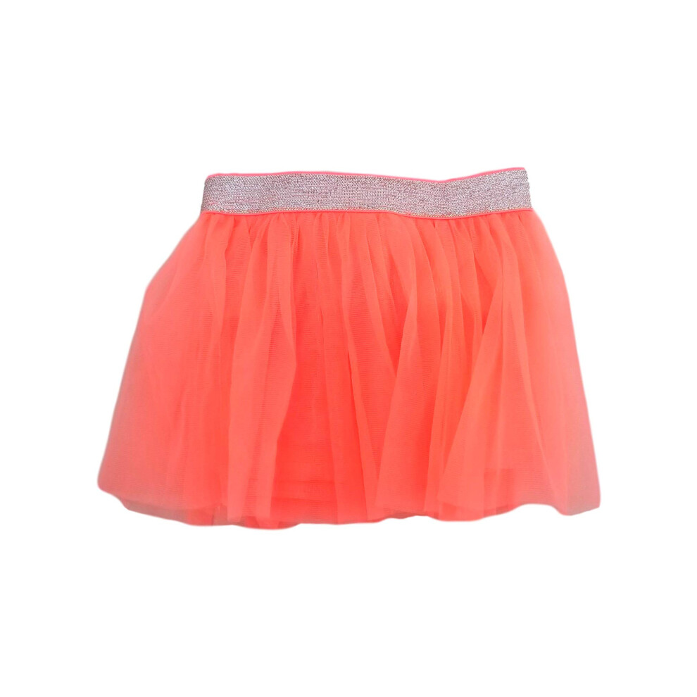 Jupe tutu en tulle paillet    rose corail fluo pour b   b    fille, paillettes argent   es, 3-6 mois
