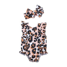 Mud Pie Girls' Leopard -uimapuku ja otsapanta, vaaleanpunainen 6-9 kuukautta