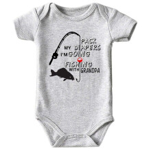 Azzwnee Fish With Grandpa Baby Boy T?j Unisex Funny Baby Girl Baby bodysuit gr? 0-3 m?neder
