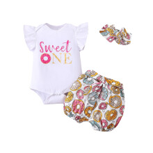 Babypige 1. f?dselsdags outfit Girl Sweet One Bodysuit (hvid 12-18 m?neder)