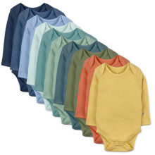 HonestBaby 10-pack lang?rmede bodysuits i ?t stykke 100 % ?kologisk bomuld til sp?db?rn Baby drenge piger Unisex Rainbow Gems Blues 6-9 m?neder