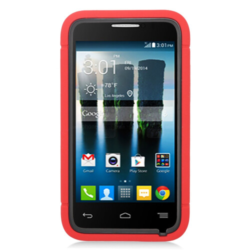 Aigle Eagle Cell Alcatel OneTouch Evolve 2 Hybrid Armor Protective Case With Stand - Retail Packaging - U4 Black/Red 1