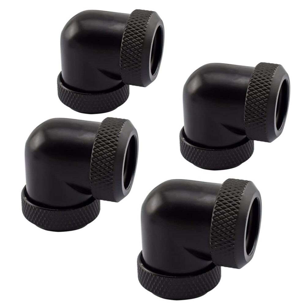 Sdtc Tech 4-Pack 90 Degree Fitting Hand Twist Elbow For 10Mm Id 14Mm Od Metal And Petg Rigid Tubing Computer Water Cooling System Connectors 770264783239