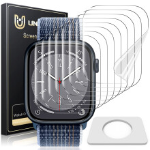 UniqueMe 8 Pack for Apple Watch Screen Protector 45mm Apple Watch Series 9/8/7 Screen Protector [Upgrade Flexible Film] Anti-Scratch [Non-Bubbles] S