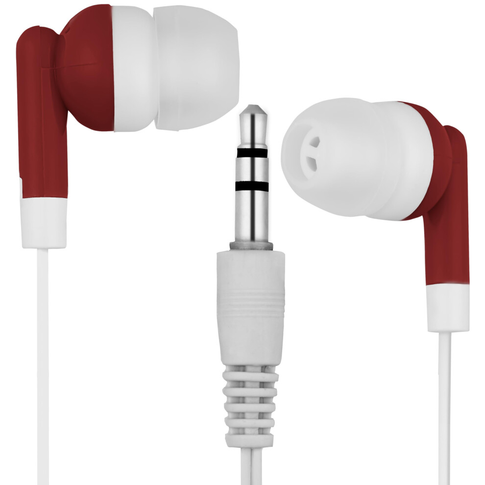 Lowcostearbuds Bulk Pack Of 25 Earbuds/Headphones - Individually Wrapped Cb-25-Wrap-Fba Red/White 780729968071