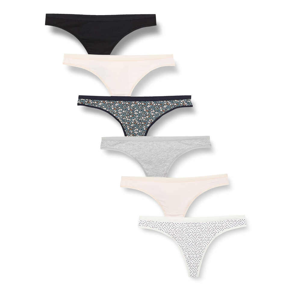 Amazon Essentials Womens cotton Thong Underwear  Pack of 6  Ditsy Floral  X-Small