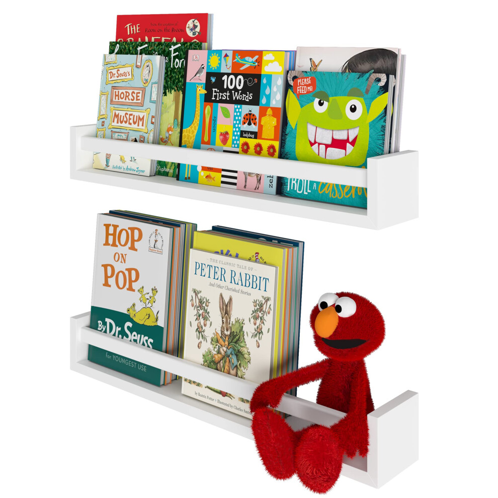 Tag Re Murale Flottante Wallniture Utah 24"" Pour Chambre D'enfant, Blanche, En Bois, Lot De 2-image