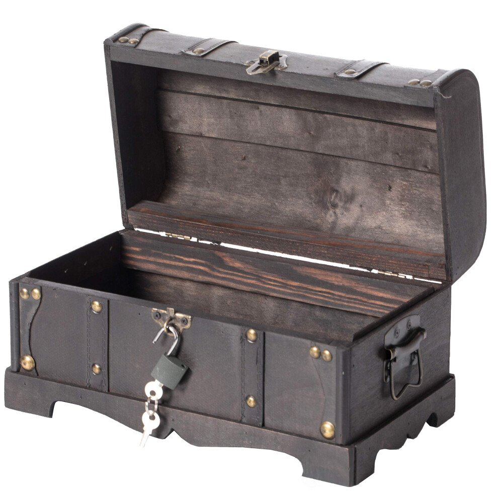 Petit coffre au tr   sor en bois style pirate Vintiquewise (coffre avec cadenas) (QI003026.p)