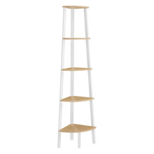 VASAGLE Corner Shelf Unit 5-Tier Corner Shelf Ladder Shelf for Living Room Bookshelf or Plant Stand Industrial Accent Furniture Natural Oak and M