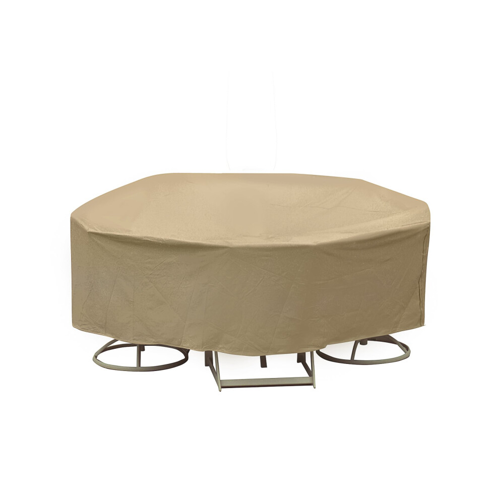 Housse de protection r   sistante aux intemp   ries pour table et chaises de patio rondes de 122 x 137 cm, couleur beige - 1358-TN