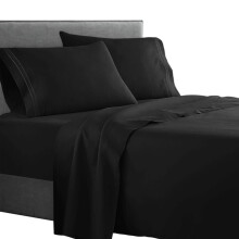 Clara Clark Supreme 1500 Collection 4pc Bed Sheet Set - King Size Black