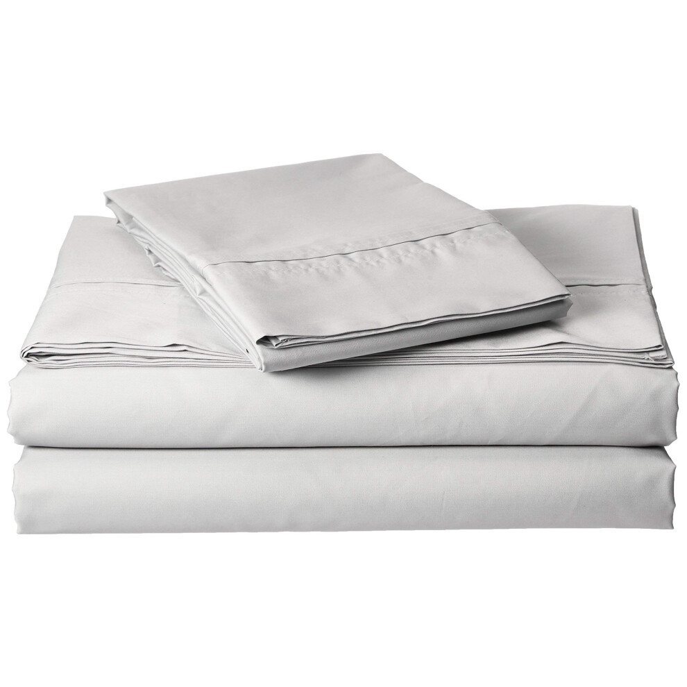 Parure de lit 4 pi   ces en percale de coton    gyptien, 350 fils au pouce carr   , draps et taies d'oreiller, 4 pi   ces, couleur argent, Queen size