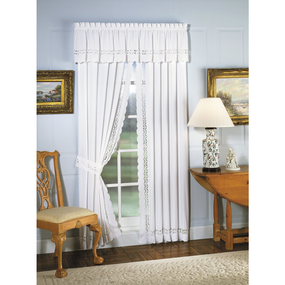 Paire de panneaux de fen   tre en ruban adh   sif Today's Curtain Hellina et embrasse 63 pouces Blanc