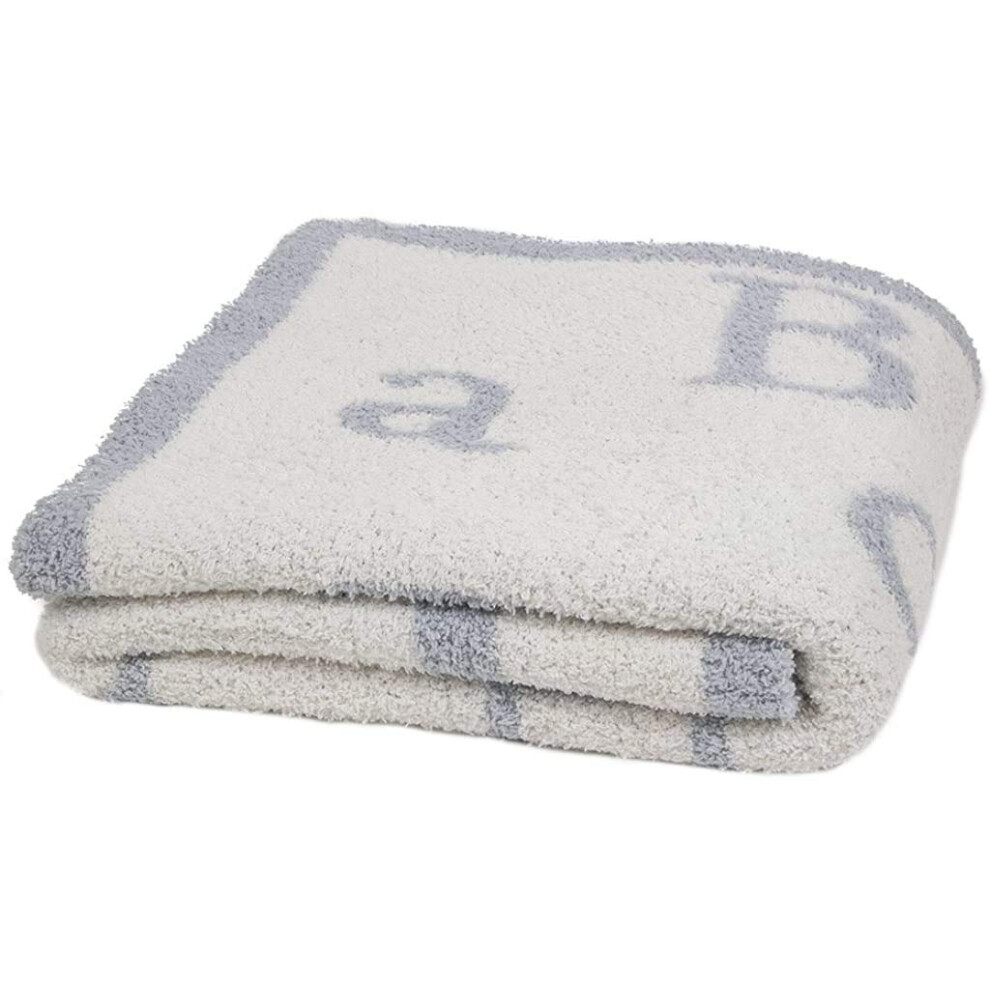 Barefoot Dreams Unisex Cozychic Abc Blanket Ocean/Cream Baby