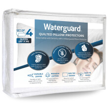 Protetores de Almofadas Impermeáveis Waterguard, Capa com Zíper, Algodão 100%, Enchimento de Microfibra, Tamanho Queen (20x30)