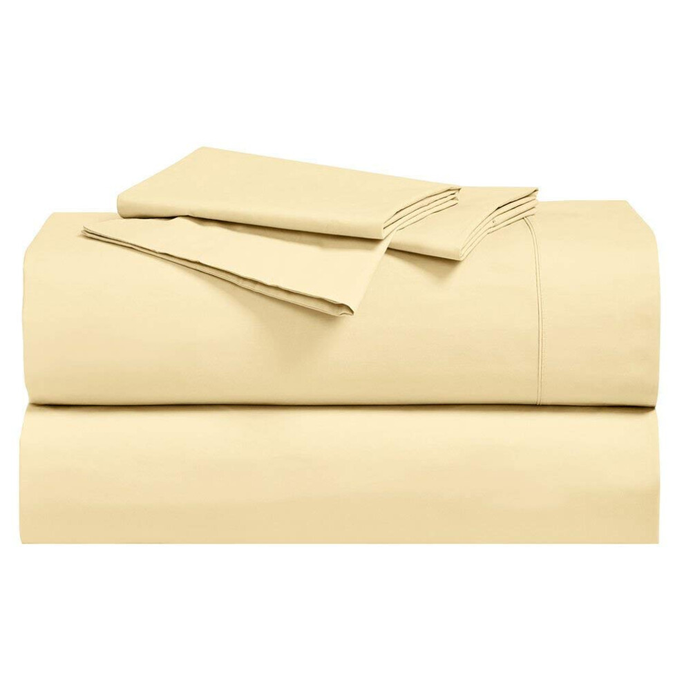 Parure de lit 4 pi   ces en percale croustillante Abripedic de Royal Hotel Bedding, 300 fils, 100 % coton, avec poche tr   s profonde, King size, or