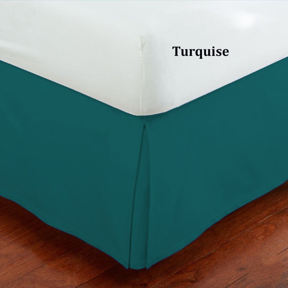 Jupe de lit pliss   e en microfibre facile d'entretien, collection Fancy, 35,6 cm, couleur unie, neuf (turquoise, double)