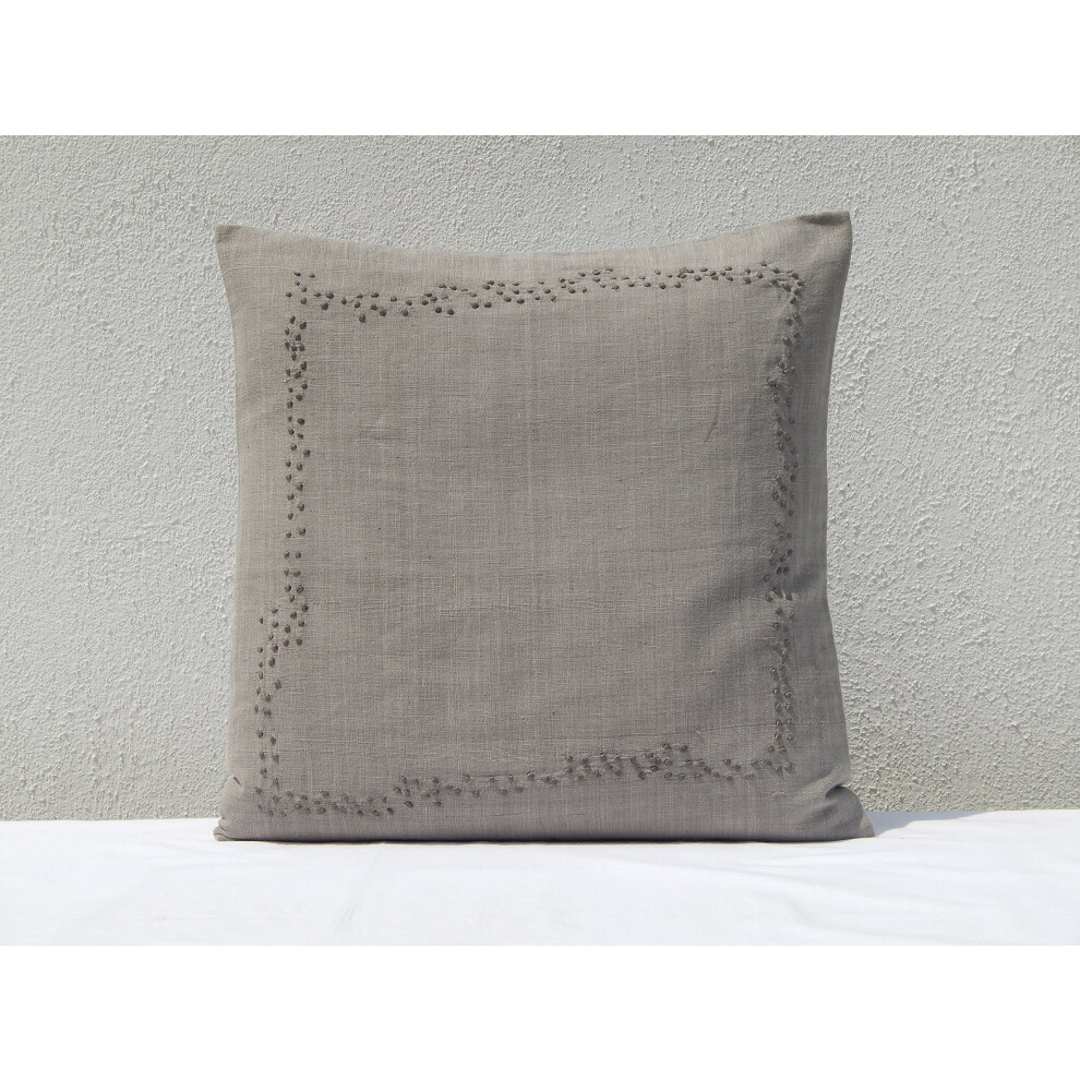 Gitika Goyal Home Khadi Chikanwork Housse de coussin Motif mosa   que 16 x 16 Gris