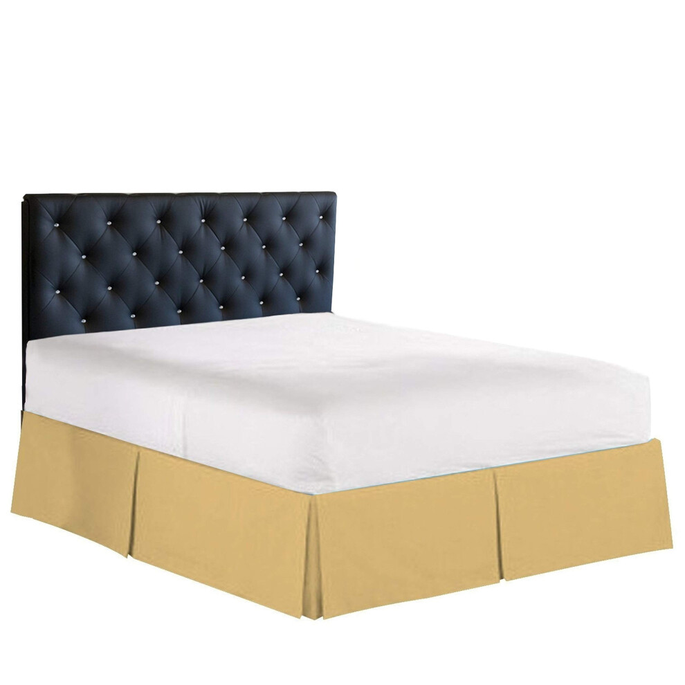 Elegante Comfort 1500 Premier Kreuk- En Kleurvaste Bedrok/Stofplooien Van Hotelkwaliteit - Geplooid En Op Maat Gemaakt, 14 Inch, Queen Camel-Gold-image