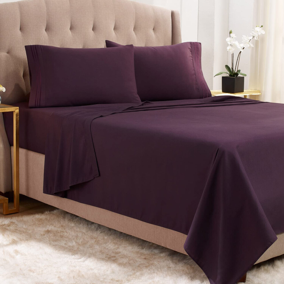 Draps Empyrean King Size - 4 pi   ces - Draps super doux en microfibre bross   e double pour lit king size - Parure de draps de luxe pour lit king si