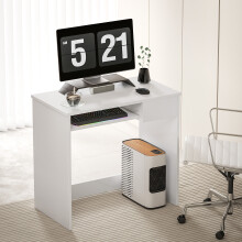 HOMCOM 836-410WT Compact Computer Desk with Keyboard Tray and Drawer White 80x45x75 cm