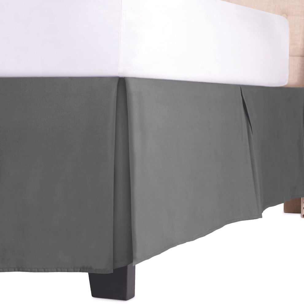 Cache-sommier de luxe avec chute de 38 cm - Cache-sommier pliss    r   glable en microfibre avec volant anti-poussi   re - Complet - Gris