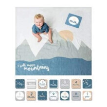 lulujo Babys Meilensteindecke und Kartenset für das erste Jahr | 40 x 40 Zoll (Ich werde Berge versetzen)