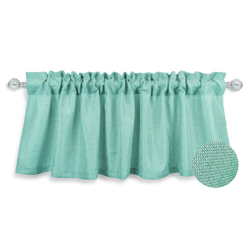 Aiking Home 100% Linho Falso Valance de Janela - Tamanho 56 x 16 polegadas, Aqua