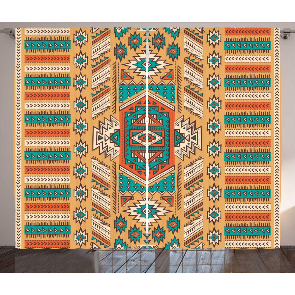 Rideaux tribaux Ambesonne motif tribu secrète dans un style bohème rideaux de fenêtre de chambre à coucher de salon ensemble de 2 panneaux 108""