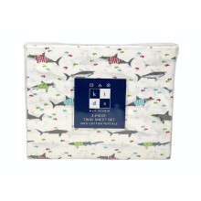 Max Studio Kids 3 delar Kids Twin Sheet Set Sta vita hajar med randiga skjortor