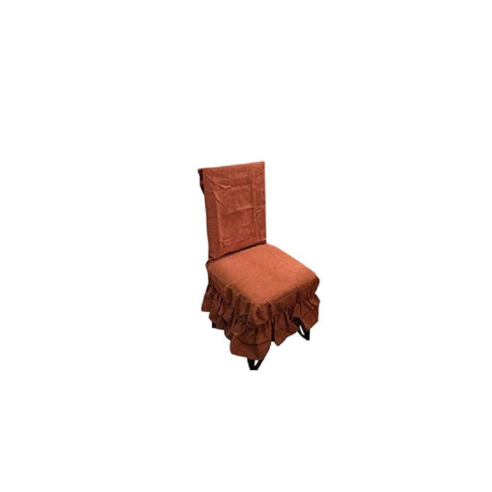 Housse de chaise de salle     manger Octorose en micro-su   de souple et robuste, jupe courte     double volant, 1 pi   ce (rouille)