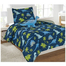 Fancy linne Tcken Set Dinosaurier Bl Ljus Bl Gr Grn Ny # Dinosaurie Bl (Tvilling Tcken)