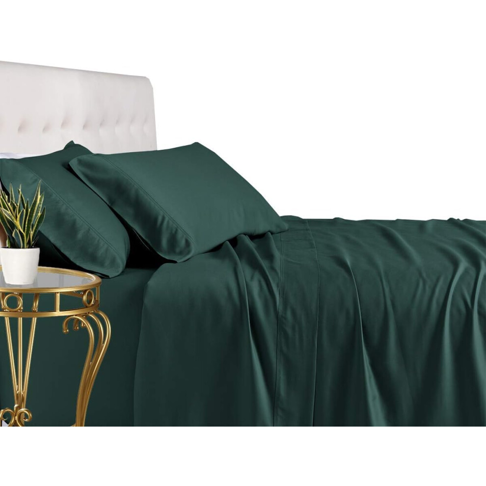 Parure de lit Royal Tradition en viscose de bambou, king size, couleur unie, bleu sarcelle, super douce et fra   che, 5 pi   ces