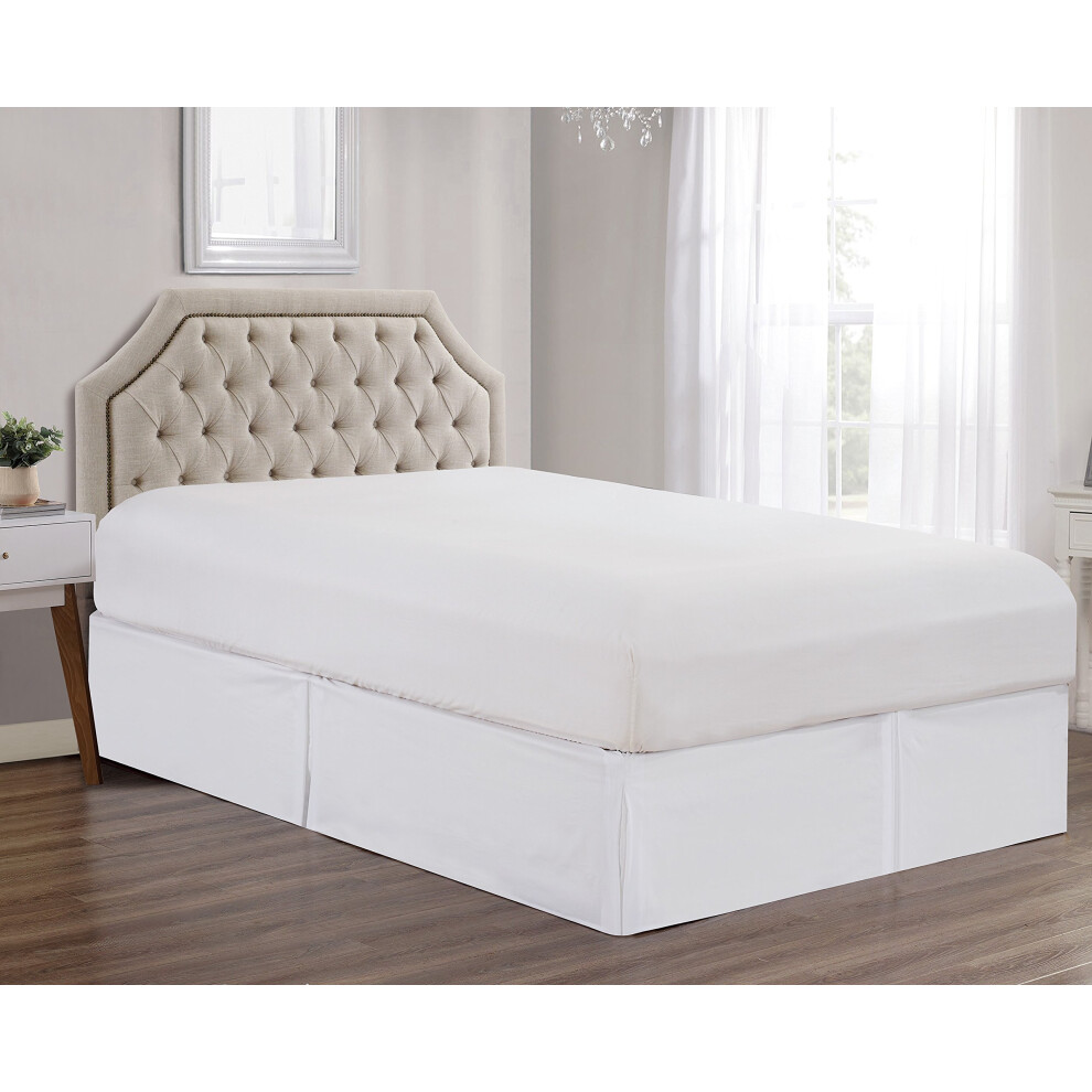 Jupe de lit pliss   e Sheets & Beyond en microfibre bross   e ultra douce et unie, 35,6 cm (taille double, blanc)