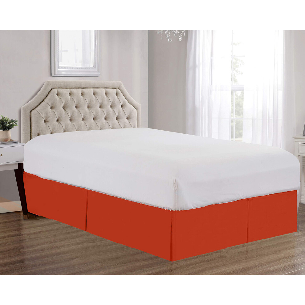 Jupe de lit pliss   e en microfibre bross   e ultra douce et unie de 35,6 cm (King size, orange)